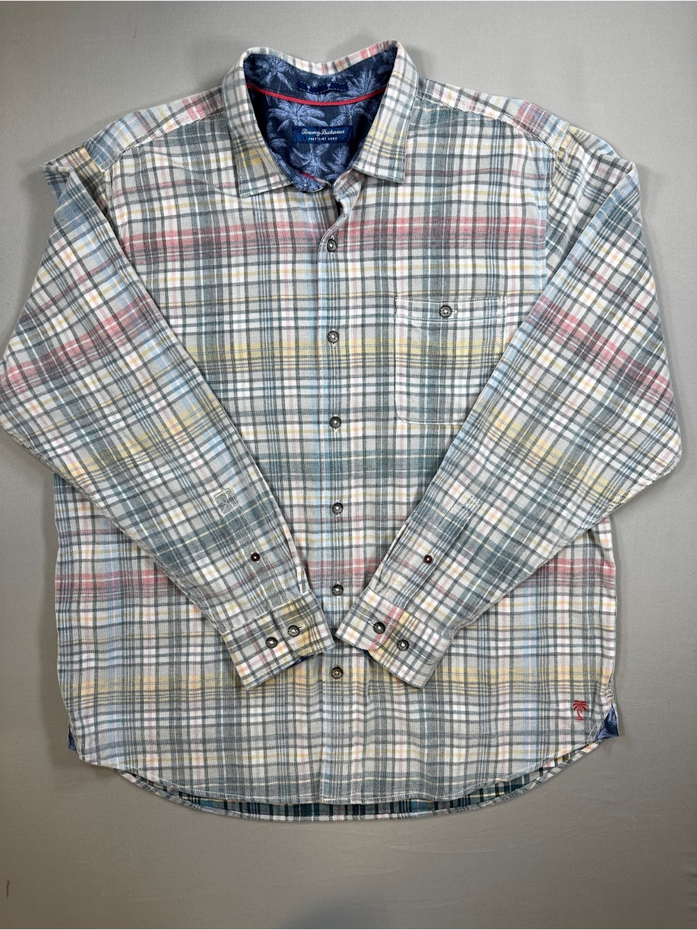 Tommy Bahama Coastal Cord Plaid Button Up Shirt XLT Men’s Long Sleeve
